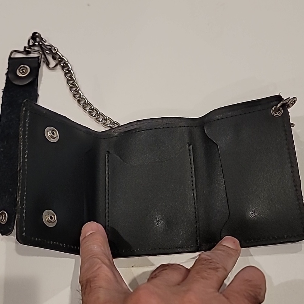 Harley Davidson Mens Motorcycle Snap Wallet With Chain Belt Loop Hook Black - Picture 5 of 8